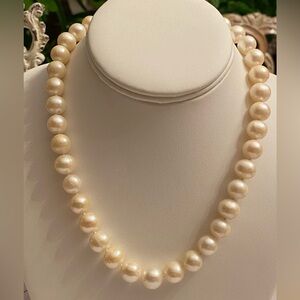 Cultured Freshwater Pearl 12mm Sterling Silver Strand Necklace 18 inch